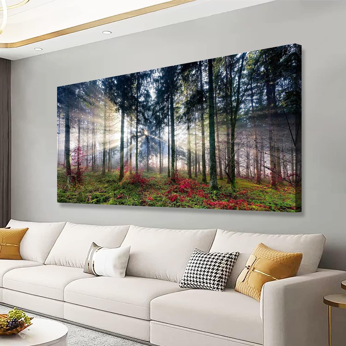 Nature Landscape Sunrise Tree Canvas Wall Art - 20x40 inches Wall Decoration for Living Room Forest Picture Artwork Painting Prints of Trees for Bedroom and Home D&#xE9;cor