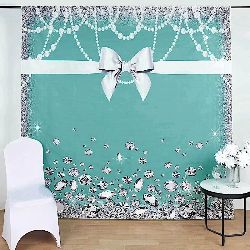 8 ft Diamond Bow Printed Vinyl Photo Backdrop Party Banner Events Decorations