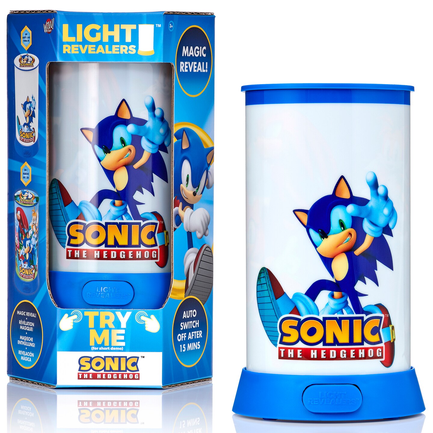 Wow Stuff! Light Revealers Lamp - Sonic The Hedgehog - 7.5" Night Light, 360 Image Scene & Character Reveal, Auto-Off, Illuminating Kids Room Decor