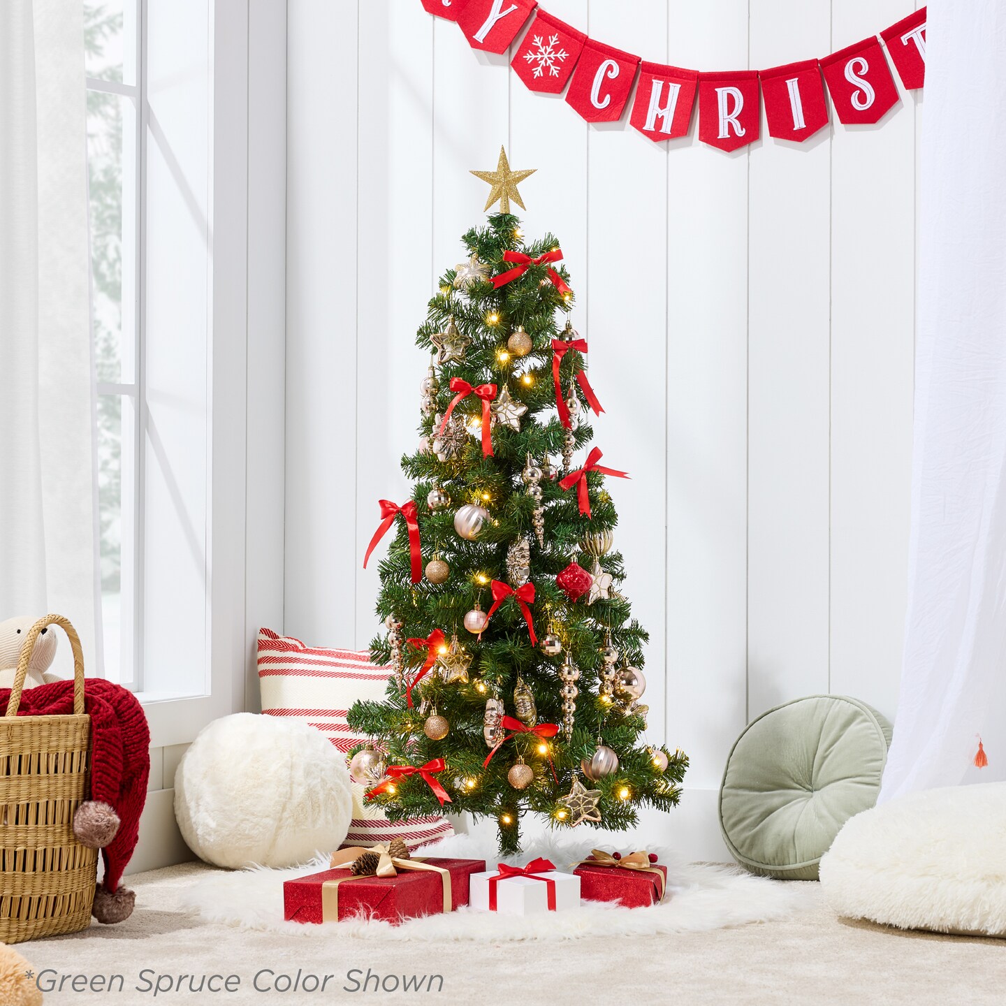 Best Choice Products Prelit Colored Christmas Tree, 4ft Artificial Tree Holiday Decor w/ LED Lights