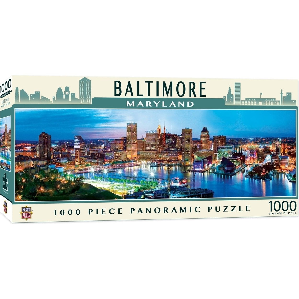 American Vista Baltimore 1000 Piece Jigsaw Puzzle Panoramic City View 27&#x22;X20&#x22;