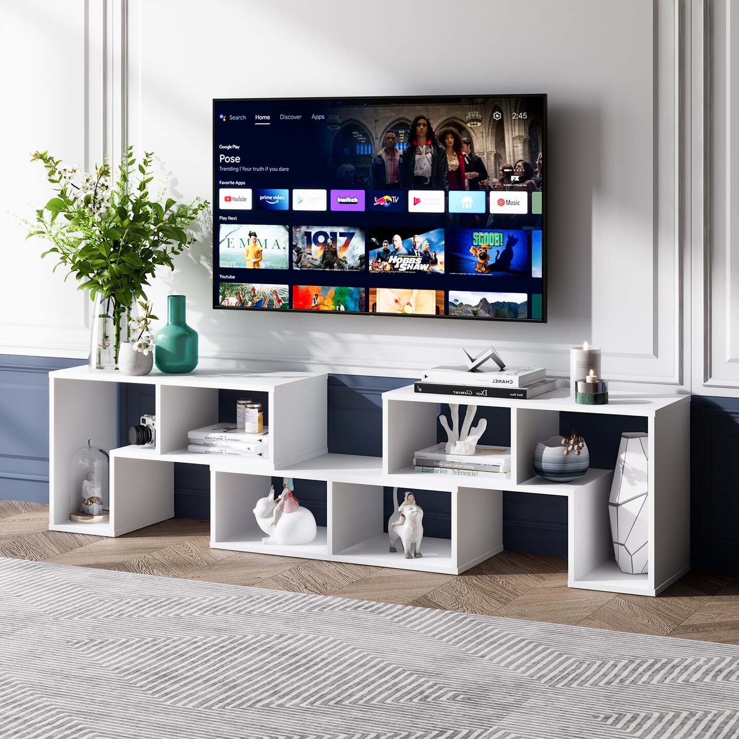 Costway 3 Pcs TV Stand for TV&#x27;s up To 65&#x27;&#x27; Console Entertainment Center Bookcase Shelves White/Brown/Black/Black Wood