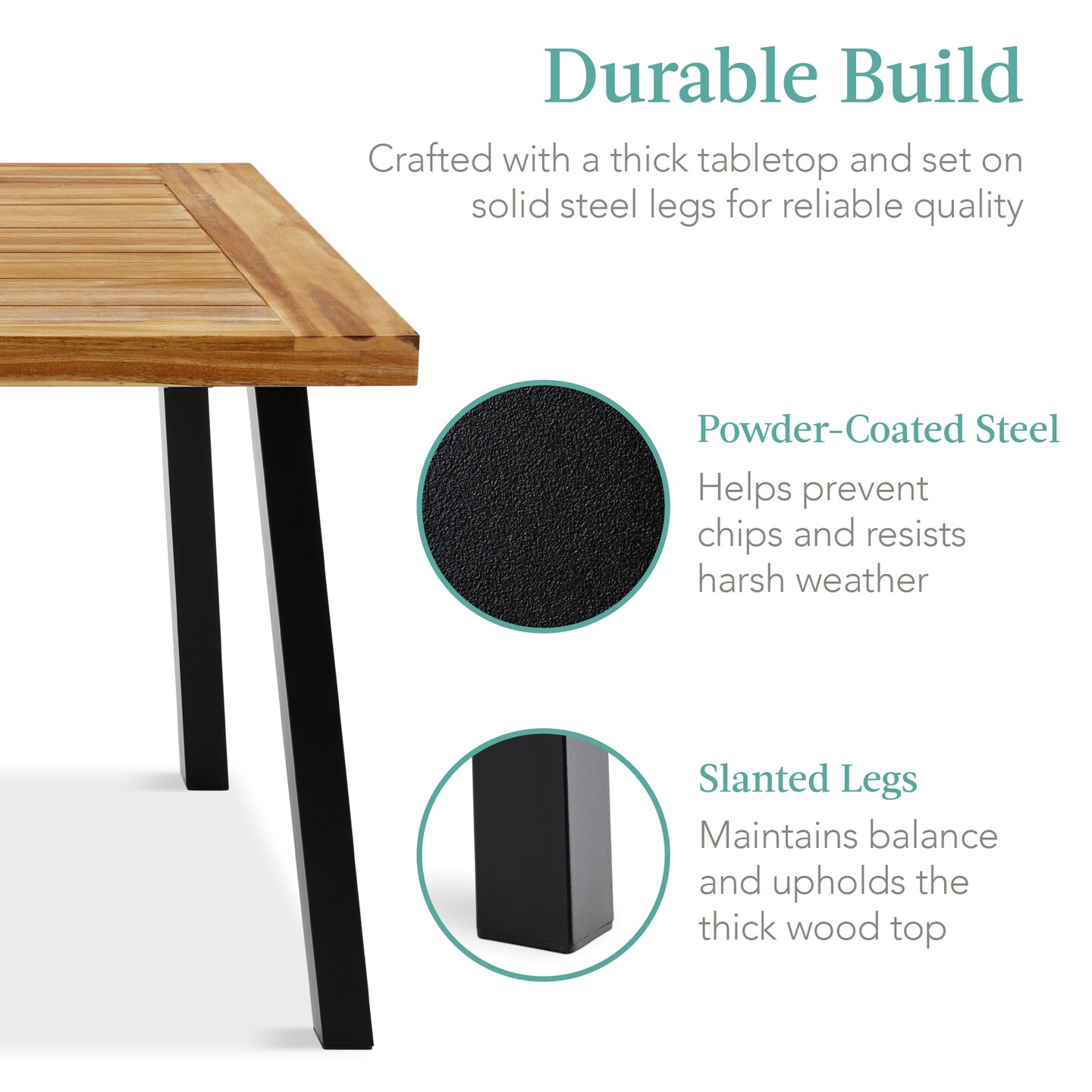 Best Choice Products 6-Person Indoor Outdoor Patio Rustic Acacia Wood Picnic Dining Table w/ Metal Legs