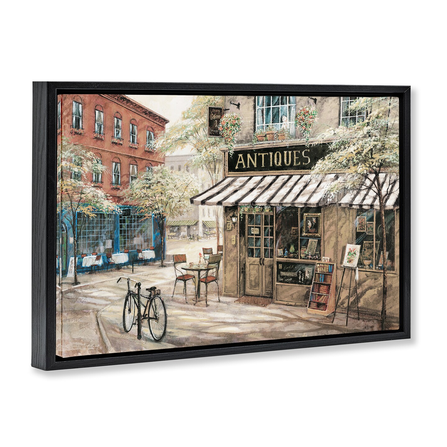 Stupell Industries Cozy Town Antiques Shop Floater Framed Canvas Wall Art Design by Ruane Manning
