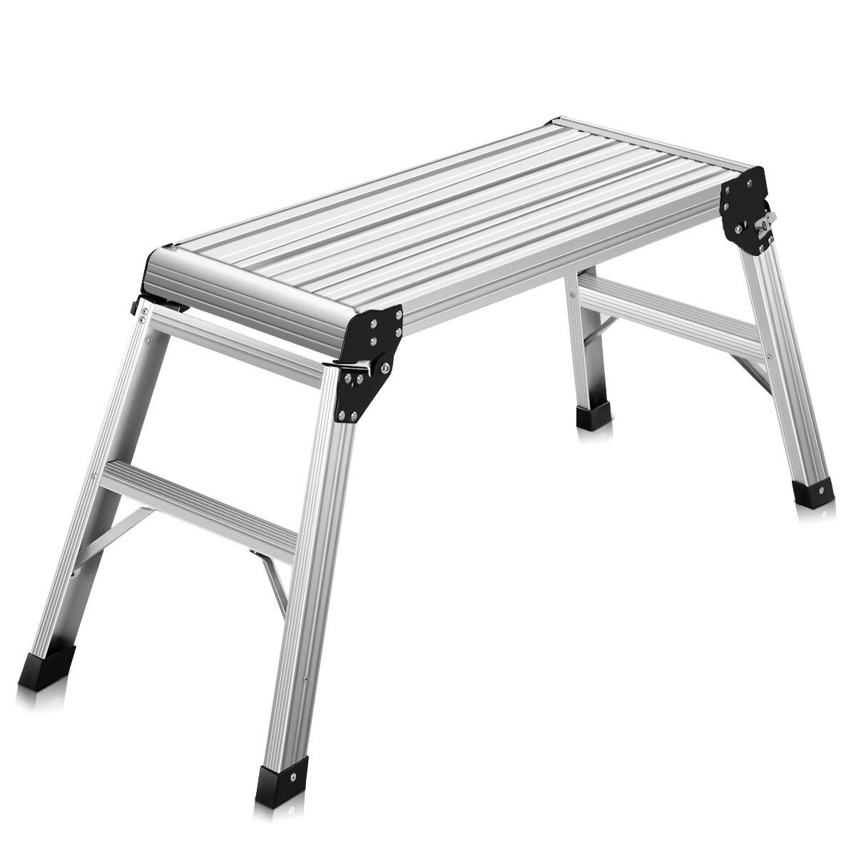 Silver Heavy Duty Aluminum Folding Step Ladder with Portable Design