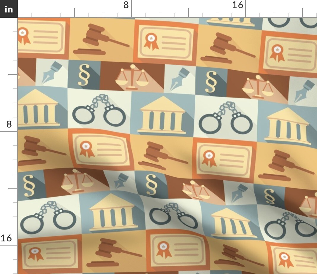 Law Justice Scales Pen Judge Custom Printed Fabric by Spoonflower Various Fabrics by the Yard or Fat Quarter