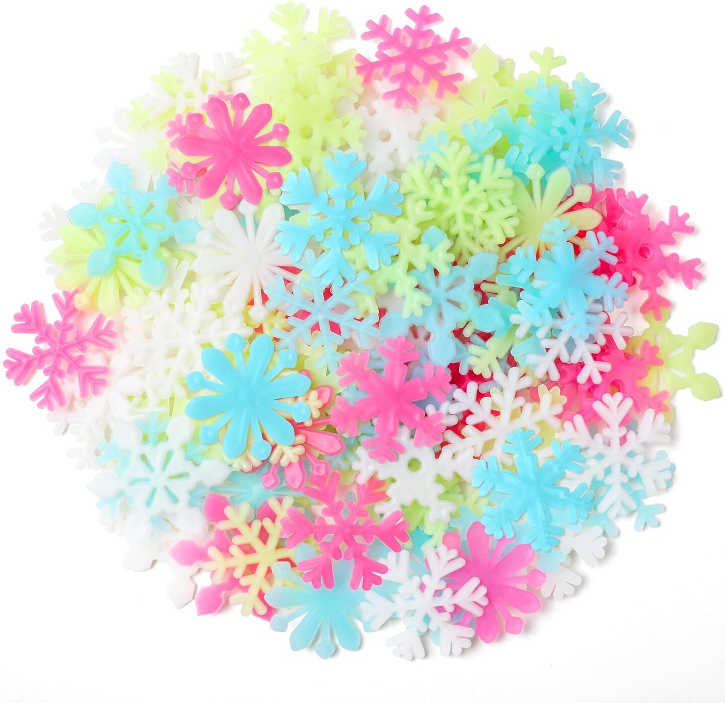 100PCS Removable Colorful Glow In the Dark Snowflake