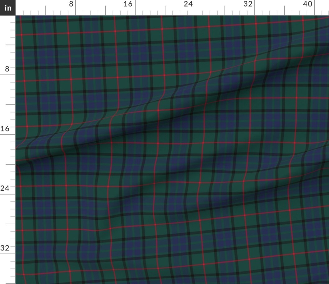 Various Fabrics by the Yard or Fat Quarter Green Plaid Scottish Clan Lauder Family Blue Red Traditional Check Custom Printed Fabric by Spoonflower
