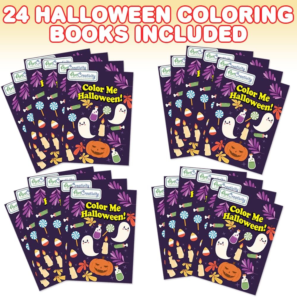 Bulk 24 Pack Halloween Mini Coloring Book Kit