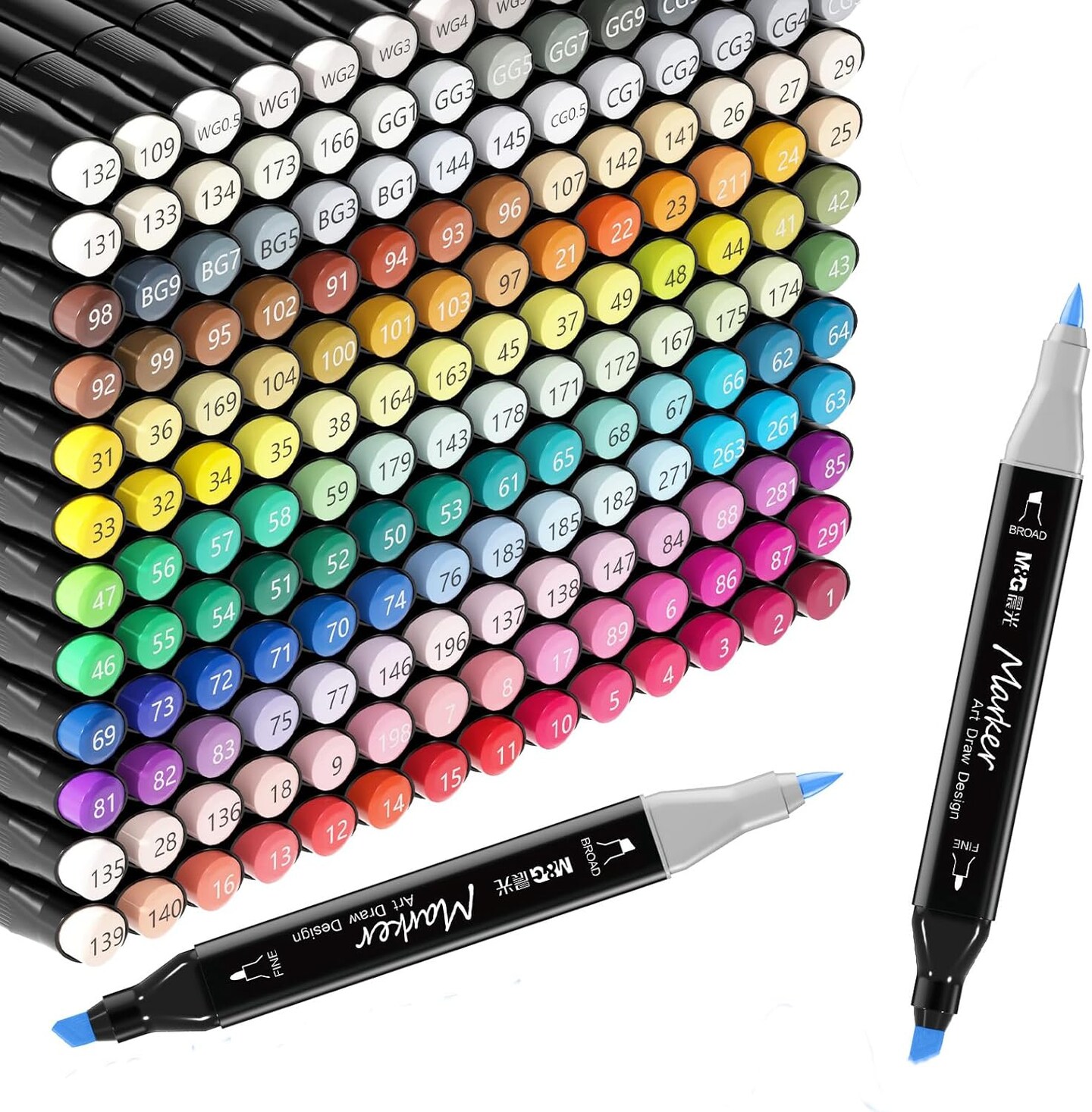 Marker COMP20 ② 168 Colors Alcohol Markers Twin Sketch Markers Pens Dual Tip Art