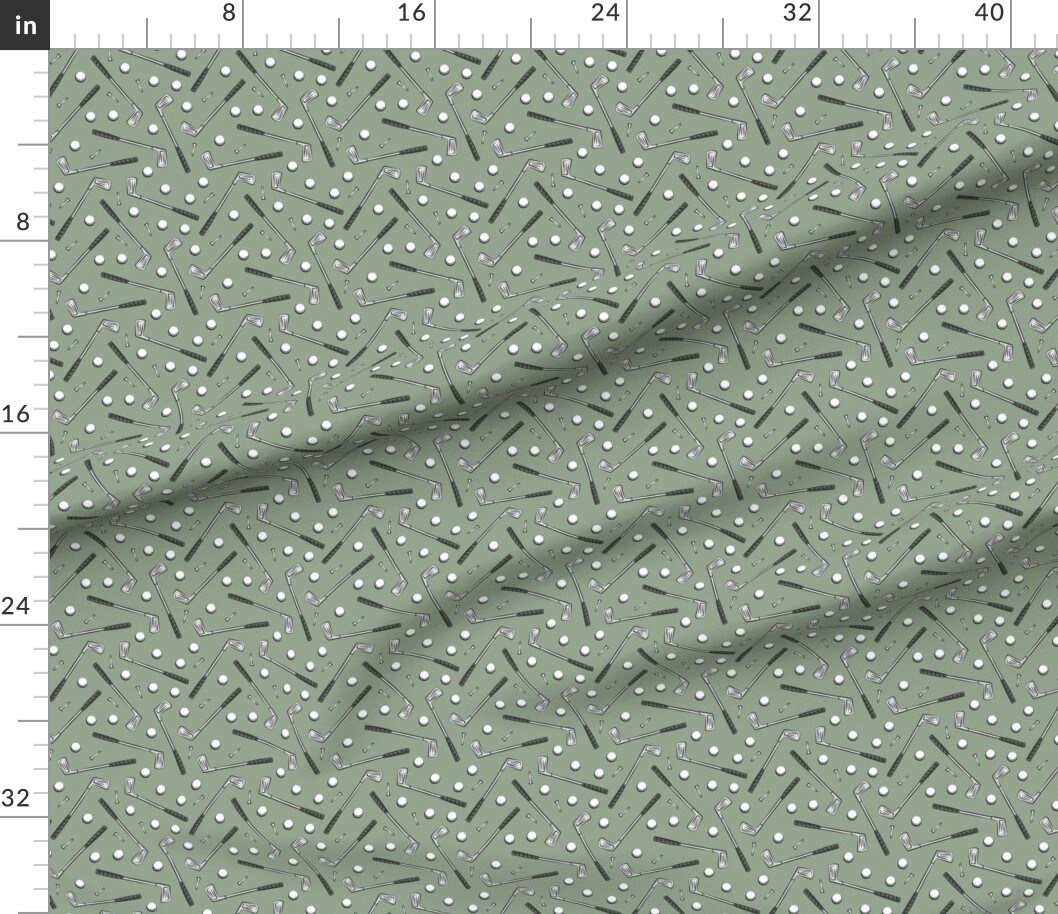 Various Fabrics by the Yard or Fat Quarter Golf Clubs Sage Green Golfing Baby Boy Sports Nursery Custom Printed Fabric by Spoonflower