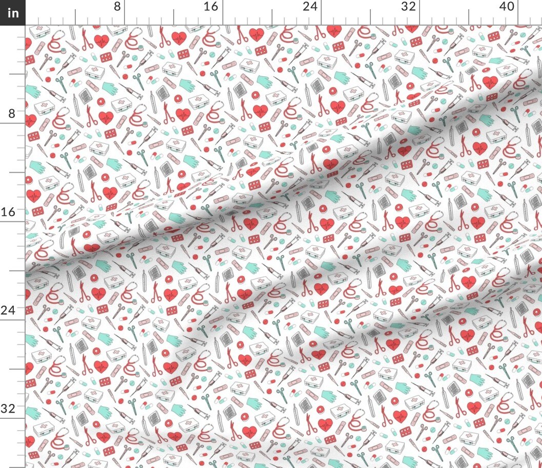 Various Fabrics by the Yard or Fat Quarter White First Aid Medicine Doctor Nurse Professionals Nurses Health Healthcare Worker Scrubs Custom Printed Fabric by Spoonflower