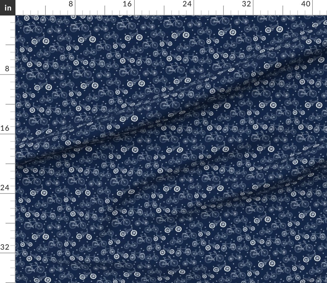 Various Fabrics by the Yard or Fat Quarter Bicycles Navy Blue Kids Bikes Fun Bike Hand Drawn Illustration Bicycle Print Cycle Custom Printed Fabric by Spoonflower