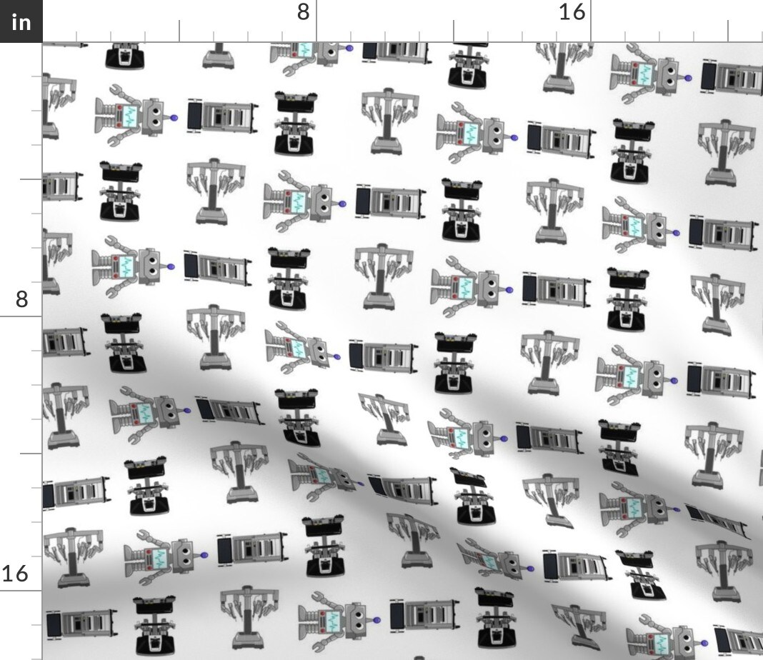 Surgery Robots Large Print Robotic Intuitive Doctor Hospital Custom Printed Fabric by Spoonflower Various Fabrics by the Yard or Fat Quarter