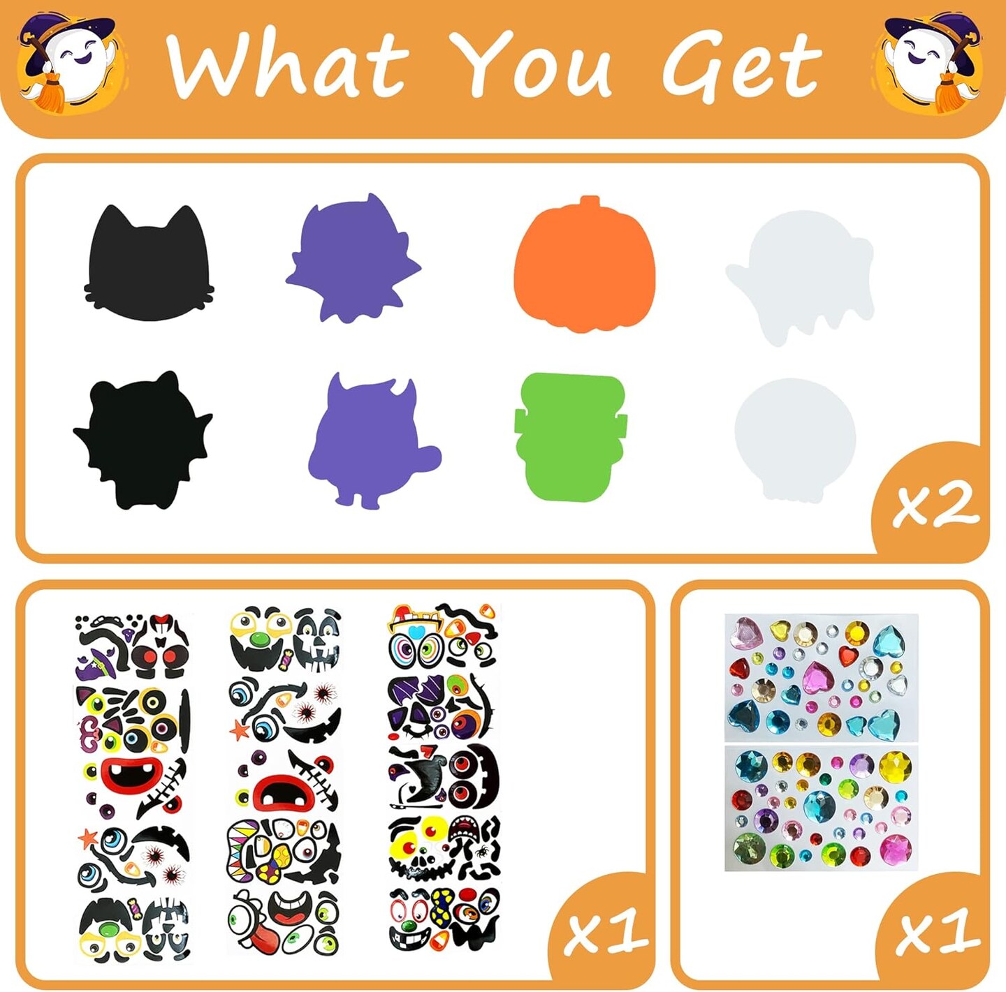 34 PCS Halloween Craft Kits for Kids Halloween Foam Pumpkin Craft Kit