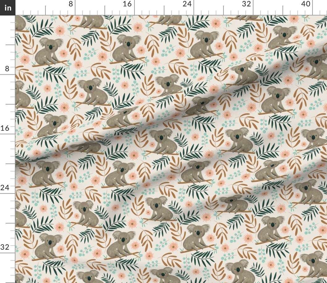 Various Fabrics by the Yard or Fat Quarter Koala Small Scale Animal Australian Australia Custom Printed Fabric by Spoonflower