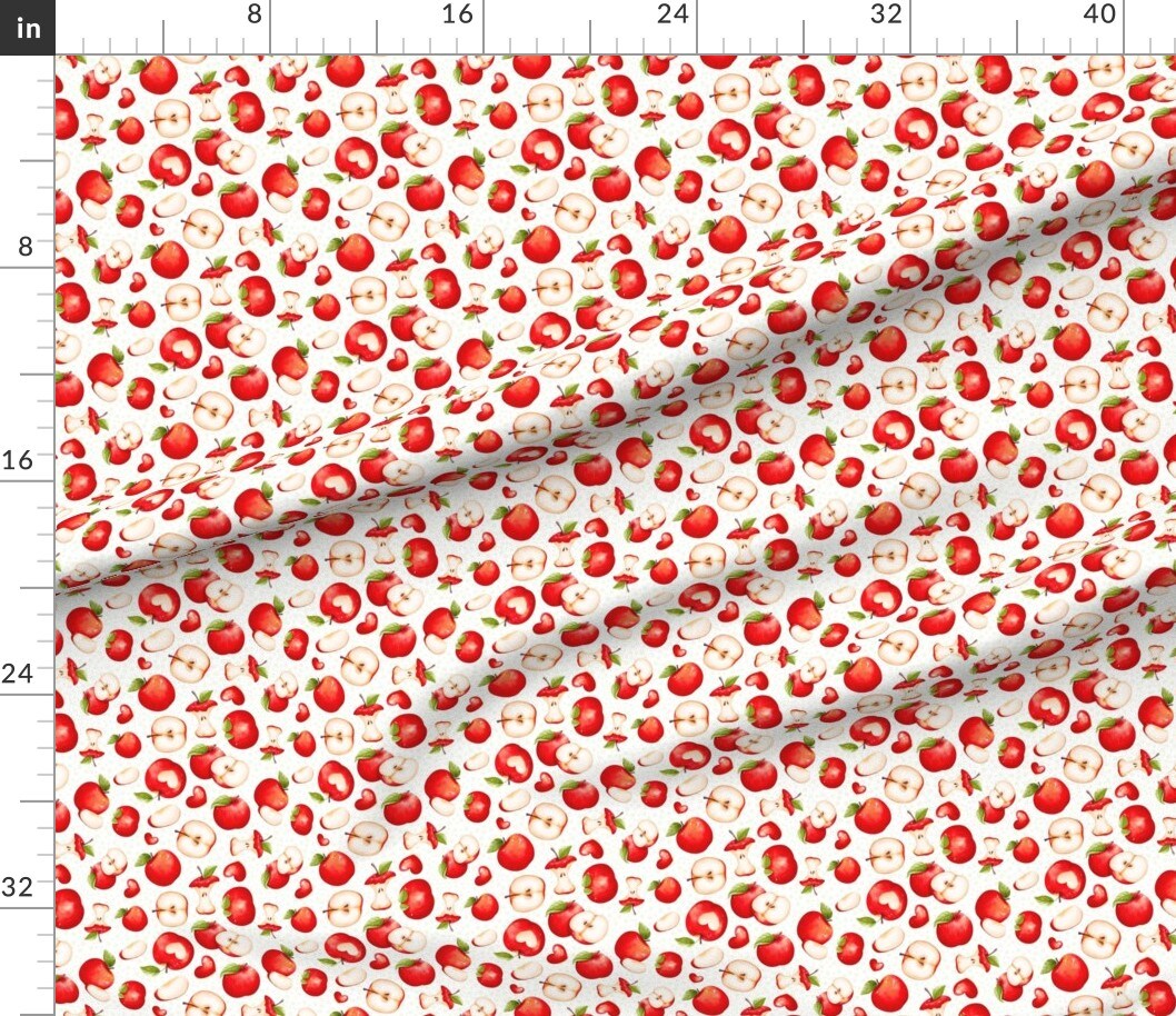 Various Fabrics by the Yard or Fat Quarter Red Apples White Teacher School Farm Fruit Kitchen Custom Printed Fabric by Spoonflower