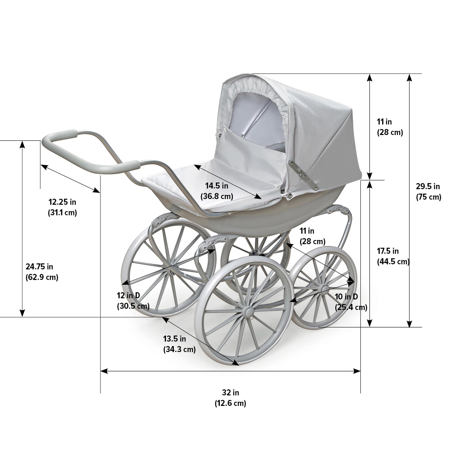 Badger Basket London Doll Pram - Executive Gray