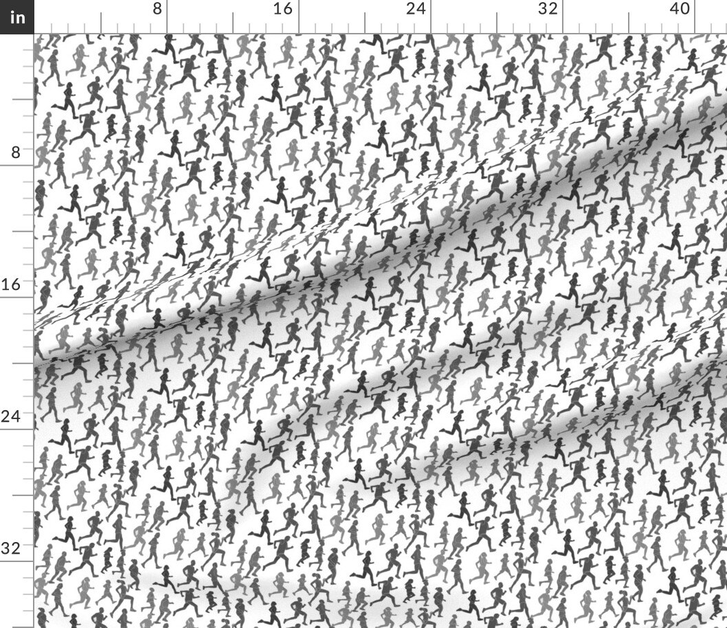Various Fabrics by the Yard or Fat Quarter Runners Marathon Running Sports Womens Black Race Exercise Custom Printed Fabric by Spoonflower