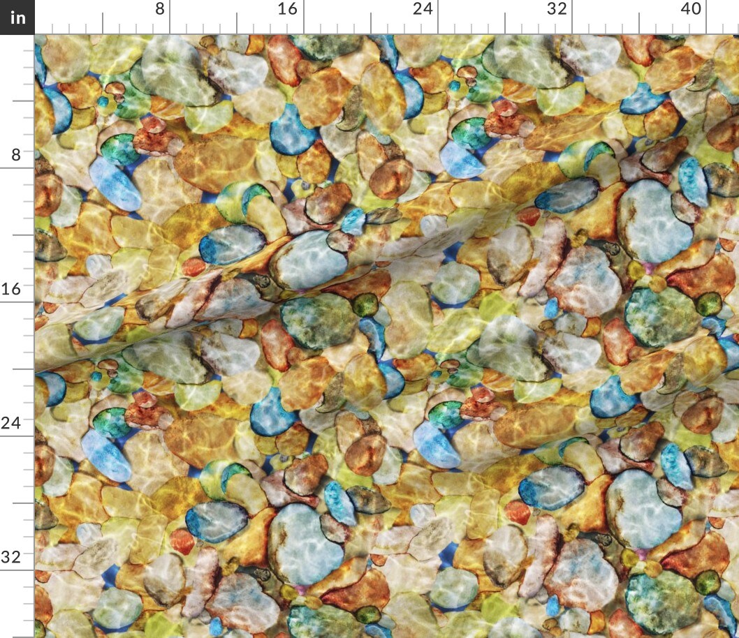 Various Fabrics by the Yard or Fat Quarter River Rocks Water Nature Lake Geology Geode Custom Printed Fabric by Spoonflower