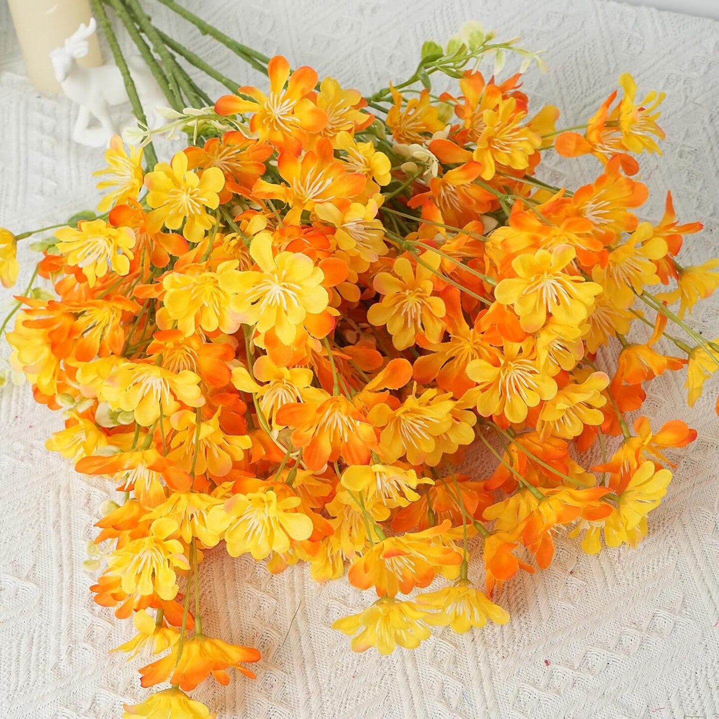 26.7&#x22; Long Stem Artificial Flowers - 6pcs Yellow Silk Flowers Fake Daisies for Tall Vase,Tall Fake Flowers Wildflowers for Indoor Home Decor Table Centerpiece Spring Arrangement