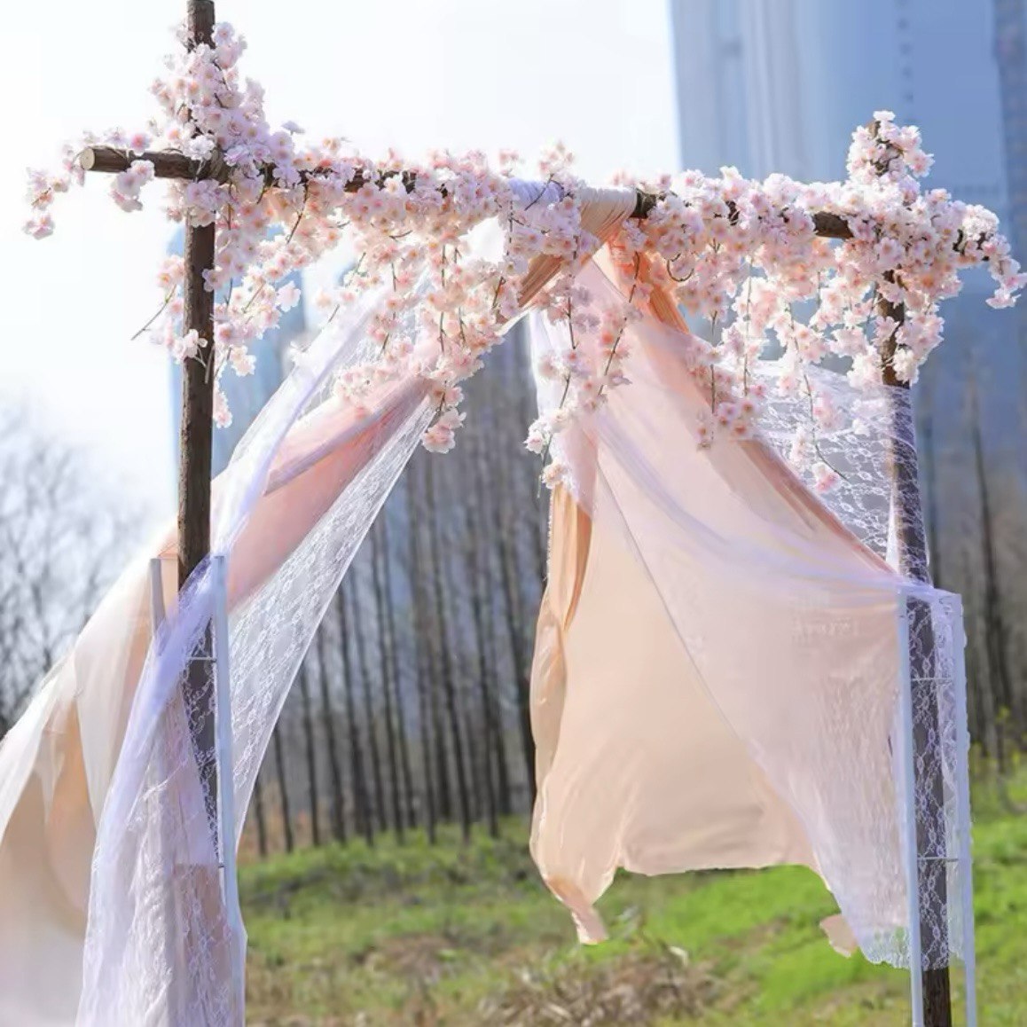 11.8 ft Artificial Cherry Blossom Vines Fake Spring Flowers Hanging Silk Sakura Flower Garland for Wedding Party Decor, Pink