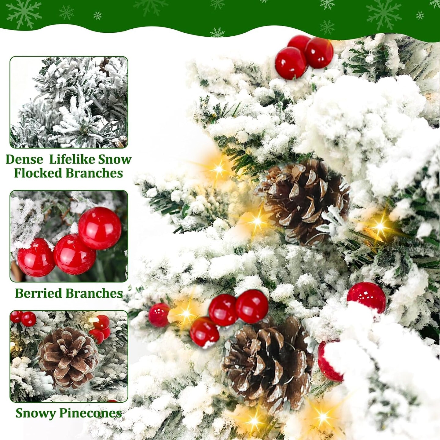 2 Pack 24"/2FT Thick Snow Flocked(	Snowy White)24"D x 24"W x 24"H