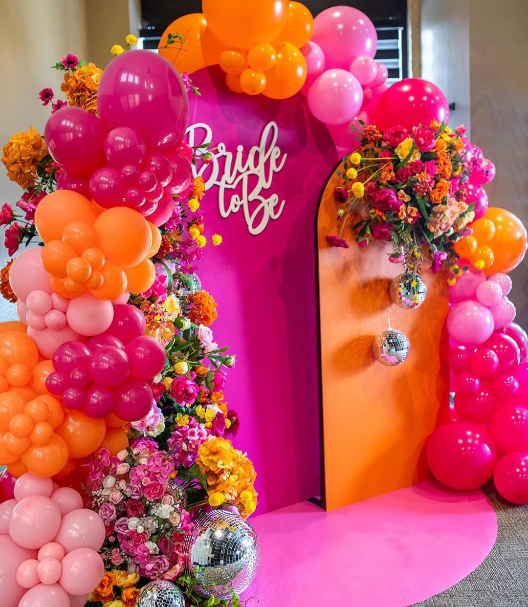 139Pcs Pink and Orange Balloons Garland Arch Kit (	Pink Orange Gold) 13.78 x 9.78 x 0.59 inches