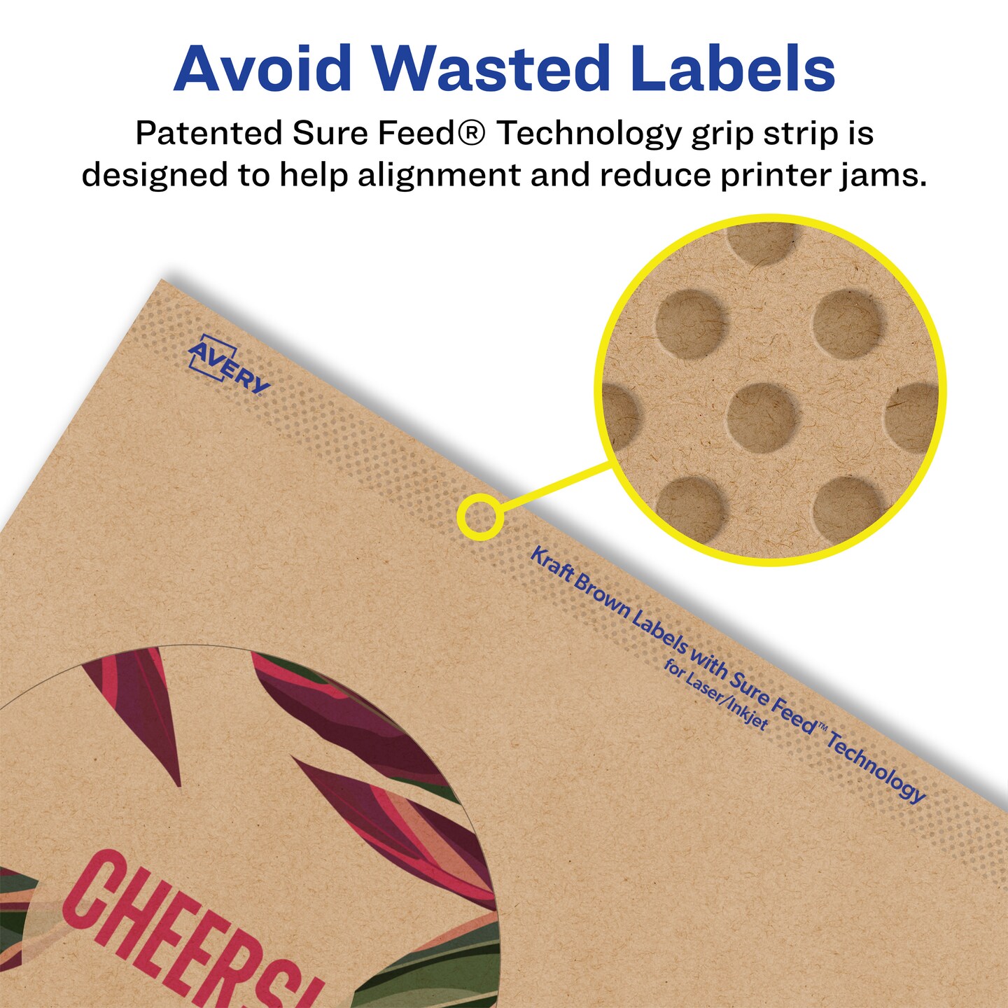 Avery Kraft Brown Round Labels with Sure Feed, 3.5&#x22; diameter