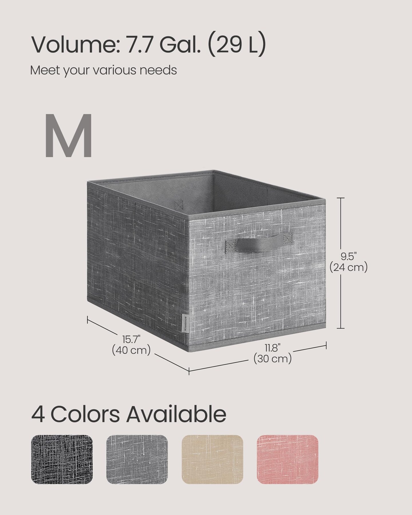 SONGMICS Storage Baskets, Set of 3 Fabric Storage Bins, 15.7 x 11.8 x 9.5 Inches, Foldable Closet Organizer for Shelves, 2 Handles, Label Holders, for Bedroom, Living Room, Cattail Gray UROB440G01