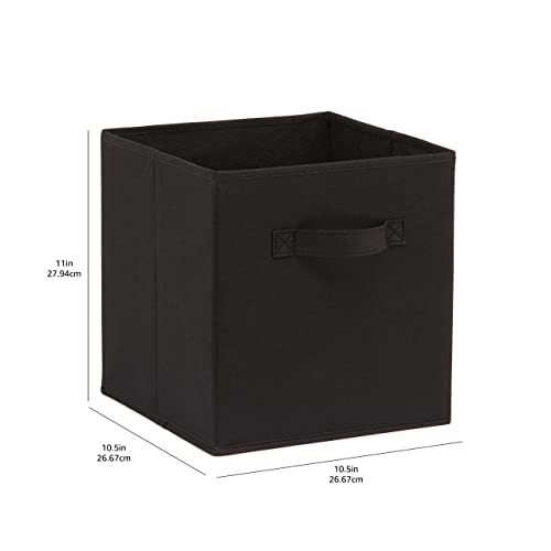 Amazon Basics Cube Organizer Storage Bins Handles, Collapsible Fabric, Pack of 6, 10.5&#x22;x10.5&#x22;x11&#x22;, Black