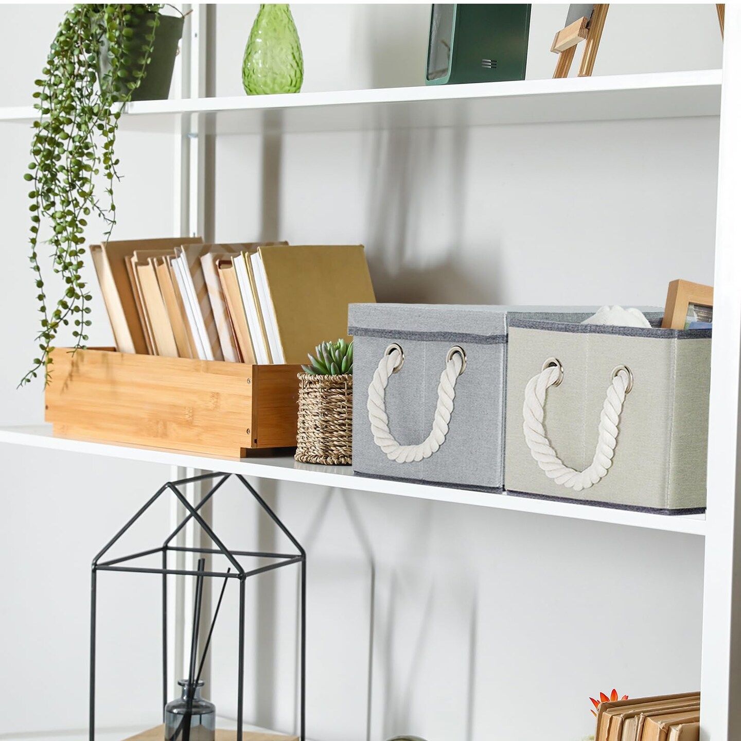 Large Fabric Storage Bins for Shelves with Handles 3 Pack | Storage Baskets for Organizing and Cloth Bins | Folding Rectangle Closet storage bins for Cloth and Magazine,Beige,15&#x22;W x 10.5&#x22;D x 8.5&#x22;H