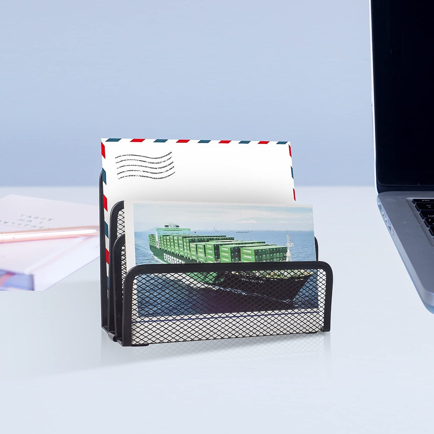 Desk Mail Organizer Small File Holders Letter Organizer Metal Mesh Document/Filing/Folders/Paper Organizer for Desktop