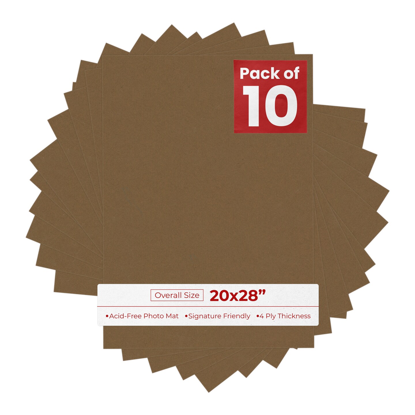 Aged Oak Brown 20x28 Uncut Mat Board - Blank Sheets, No Opening