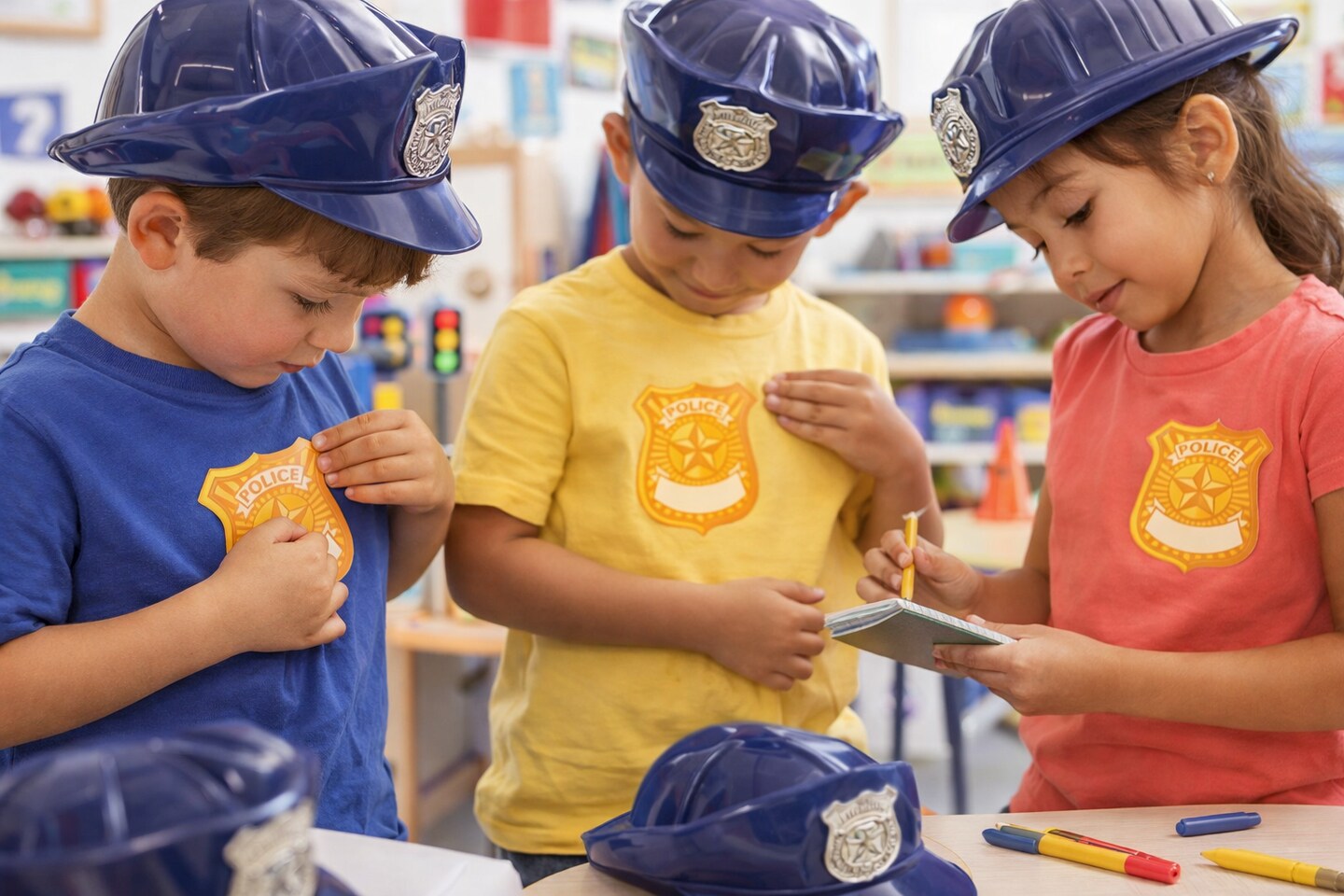 Police Badge Name Tag Stickers 1.5" – Kids Classroom Reward & Dramatic Play Stickers