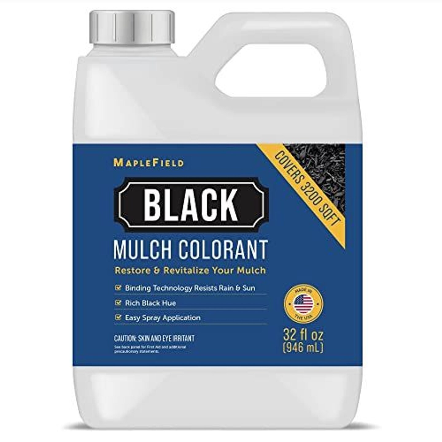 32oz Ultra Concentrated Black Mulch Dye to Revive Your Landscape -  Black Colorant for Rubber Mulch and Cedar Wood Chips, Pine Straw Dye That Lasts for Months