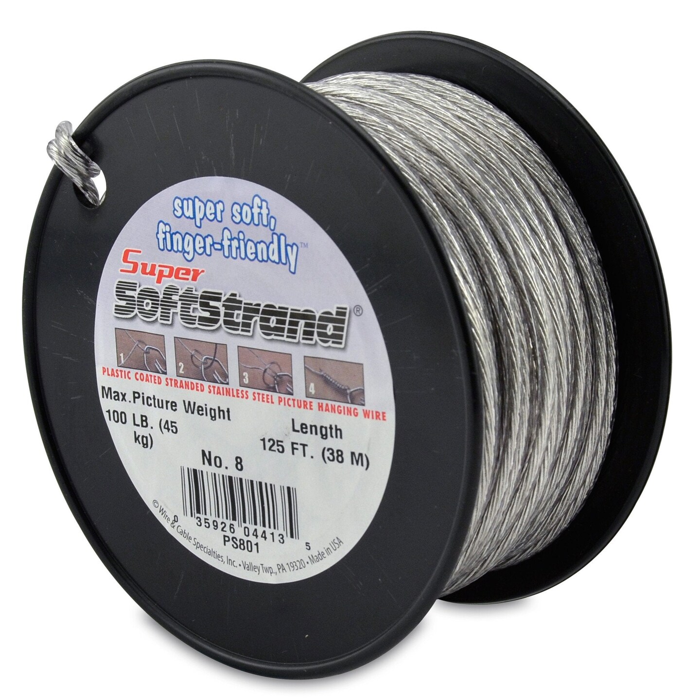 Super Softstrand, Vinyl-Coated Stranded Stainless Steel Picture Wrapping Wire, Various Sizes