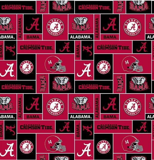Licensed NCAA University of Alabama Block AL-020 Cotton Fabric by the Yard