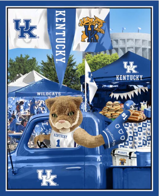 Licensed NCAA Kentucky Tailgate Panel Digital Print KY-1157 Cotton Fabric by the Panel