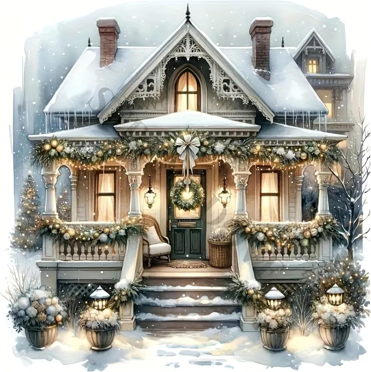 Diamond Painting Diamond Art Kit Winter House DIY 5D Full Square Drill Crystal Mosaic Set Gem Art Kit Home Decor Handmade Gift 11.81 * 11.81 inch