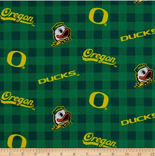 Licensed NCAA University of Oregon Buffalo Plaid OR-1207 Cotton Fabric by the Yard