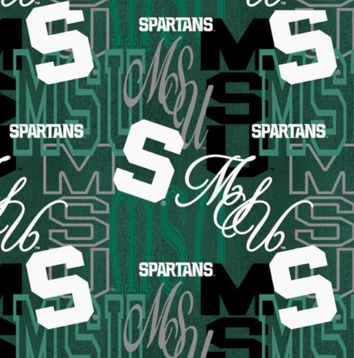 Licensed NCAA Michigan State University Letters Cotton Fabric by the Yard