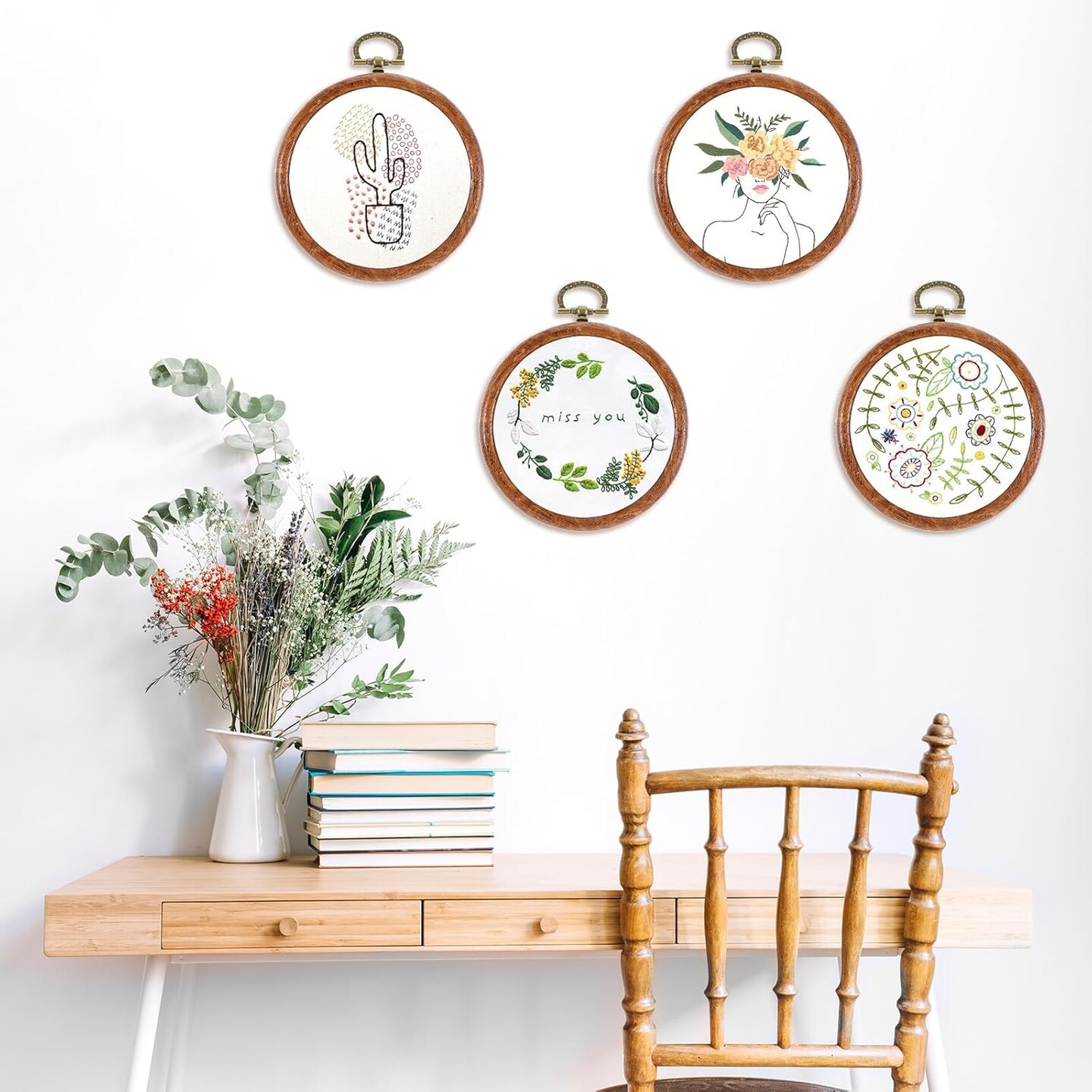 10 Pcs Round Embroidery Hoops Frame, Adjustable Circle Embroidery Hoop Ring