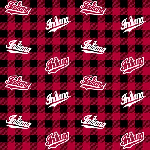 Licensed NCAA Indiana University Buffalo Plaid IND-1207 Cotton Fabric by the Yard