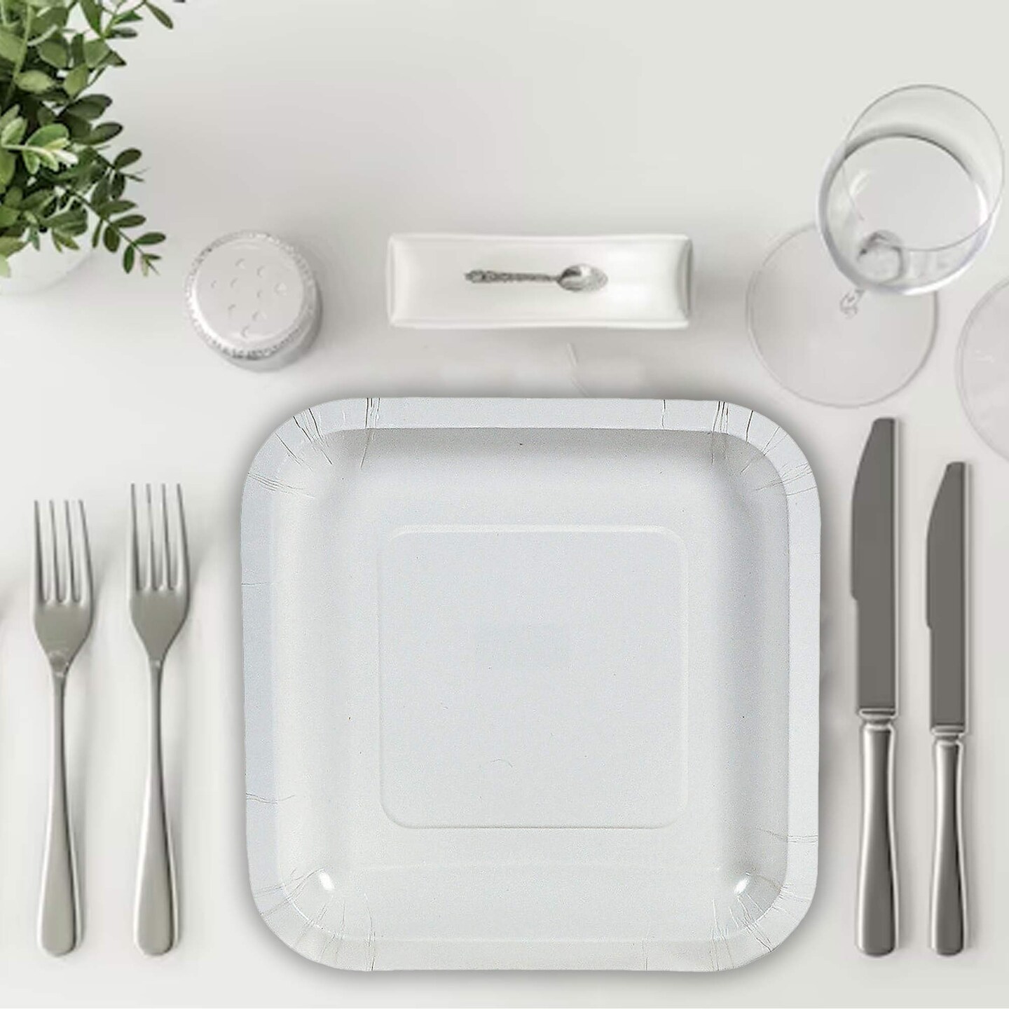 24 Count White Square Paper Dessert Plates for Wedding Party 7"
