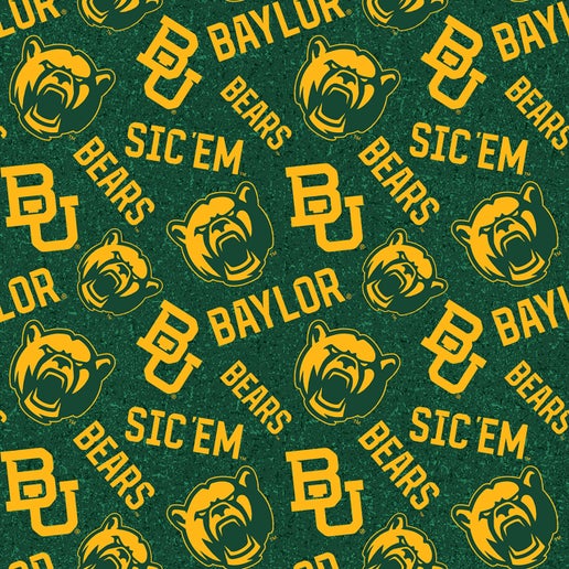 Licensed NCAA Baylor University Tone on Tone BAY-1178 Cotton Fabric by the Yard