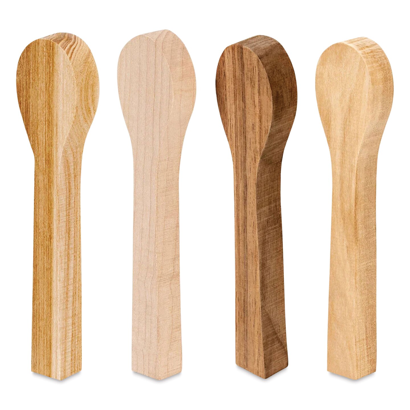 BeaverCraft Wooden Spoon Carving Blank Set - Set of 4, Birch, Maple, Alder, and Elm Wood