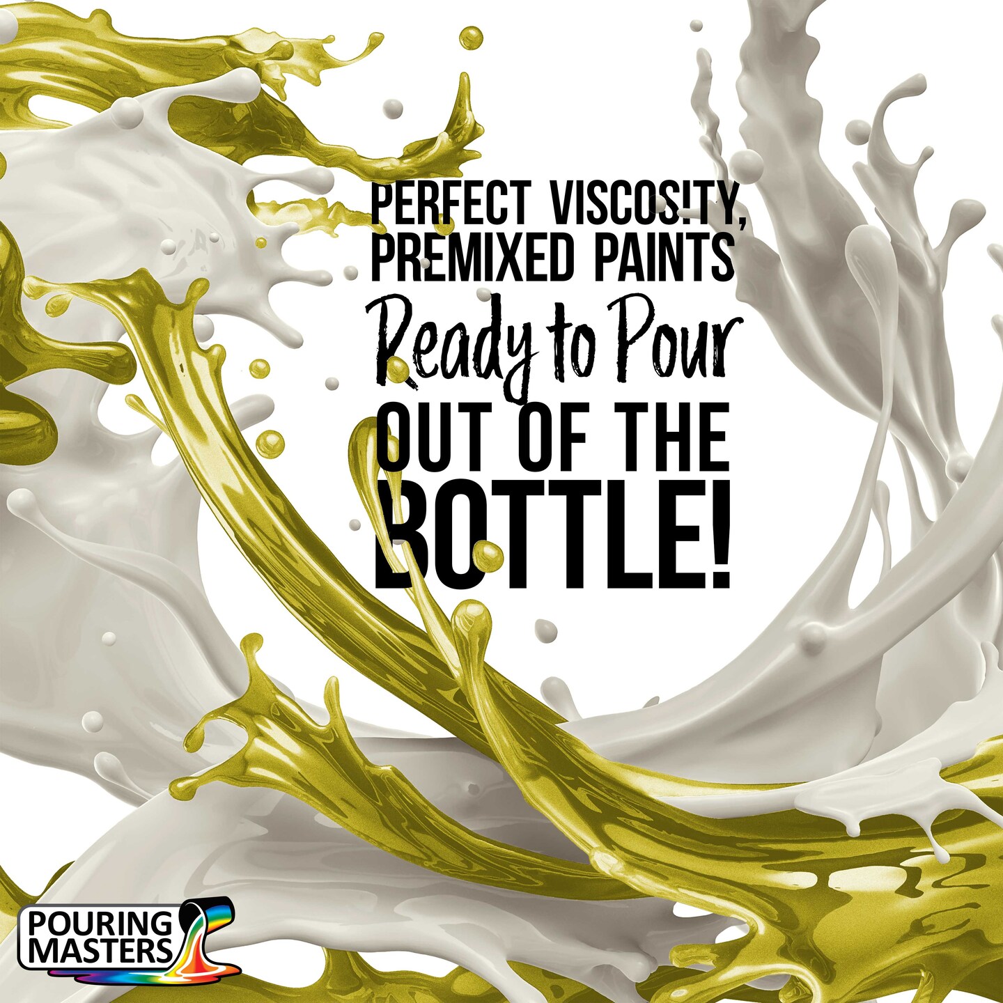 Pouring Masters Lemon Zest Metallic Pearl Ready to Pour Acrylic Pouring Paint - Premium 64-Ounce Pre-Mixed Fluid Acrylic Paint - Fluid Art Supplies for Canvas, Wood, Paper, Tile & Rocks