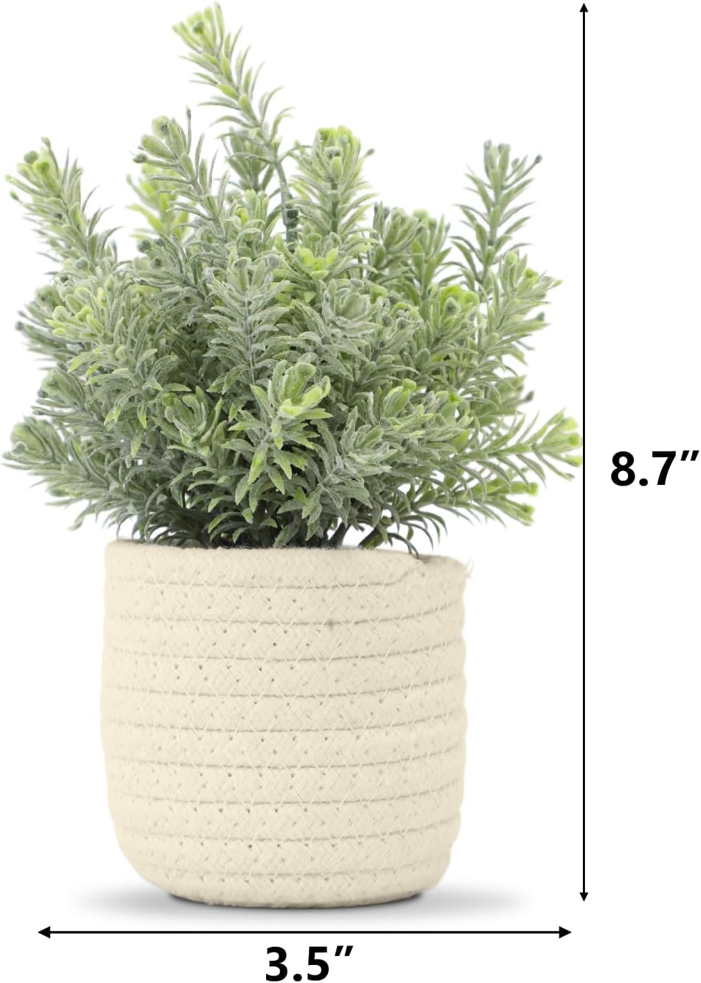 Small Artificial Eucalyptus Potted Plant with White Woven Basket – Faux Greenery Desk & Home Office Farmhouse Decor