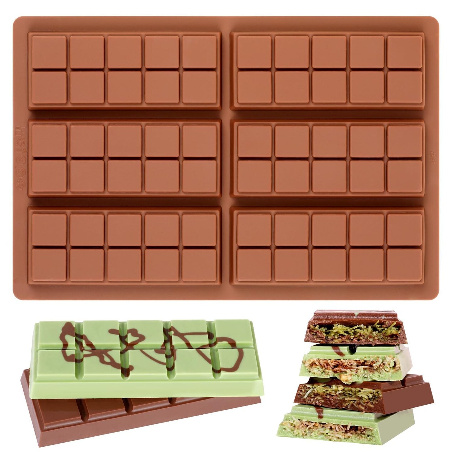 Chocolate Bar Mold - Non-Stick Chocolate Molds, Food Grade Silicone Deep Mold for Dubai Pistachio, Candy, Snacks